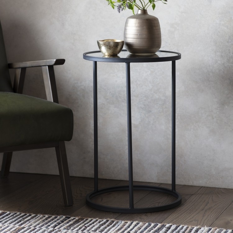 Product photograph of Carson Glass And Metal Side Table from Choice Furniture Superstore.