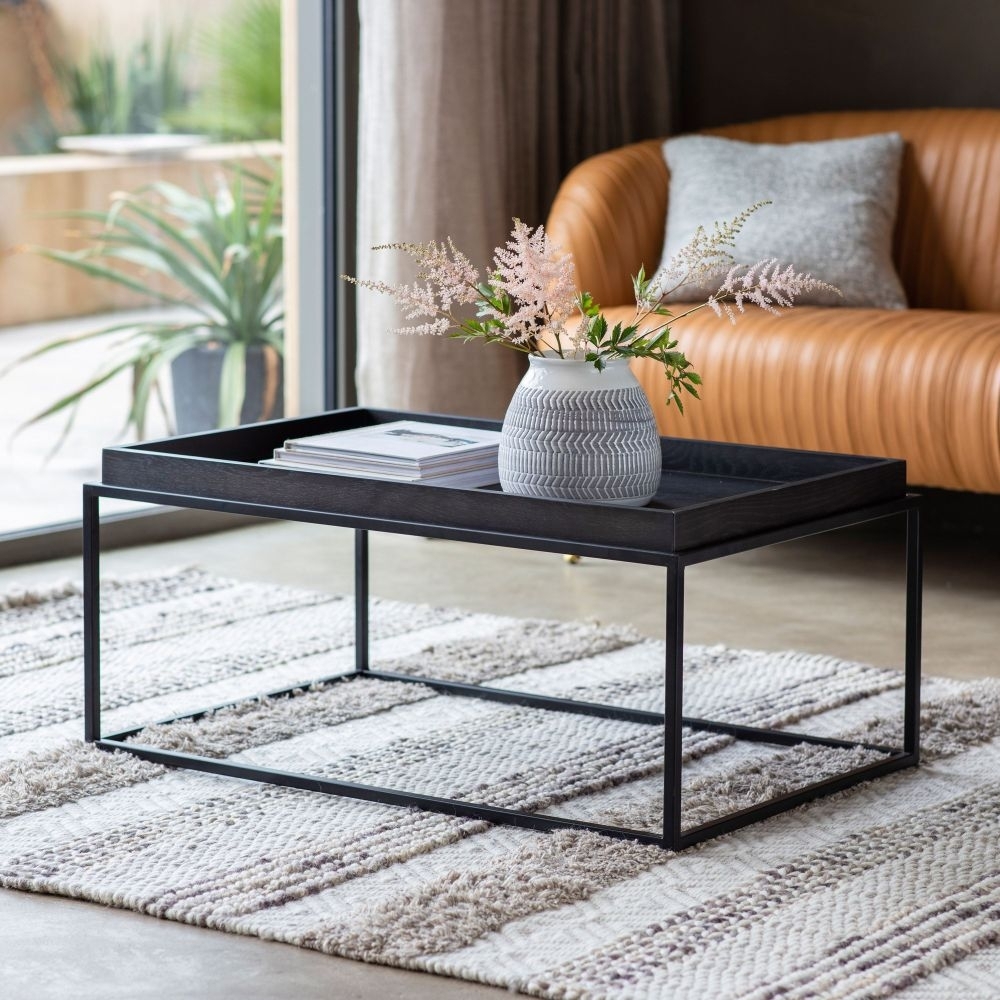 Product photograph of Trent Black Oak Tray Coffee Table from Choice Furniture Superstore.