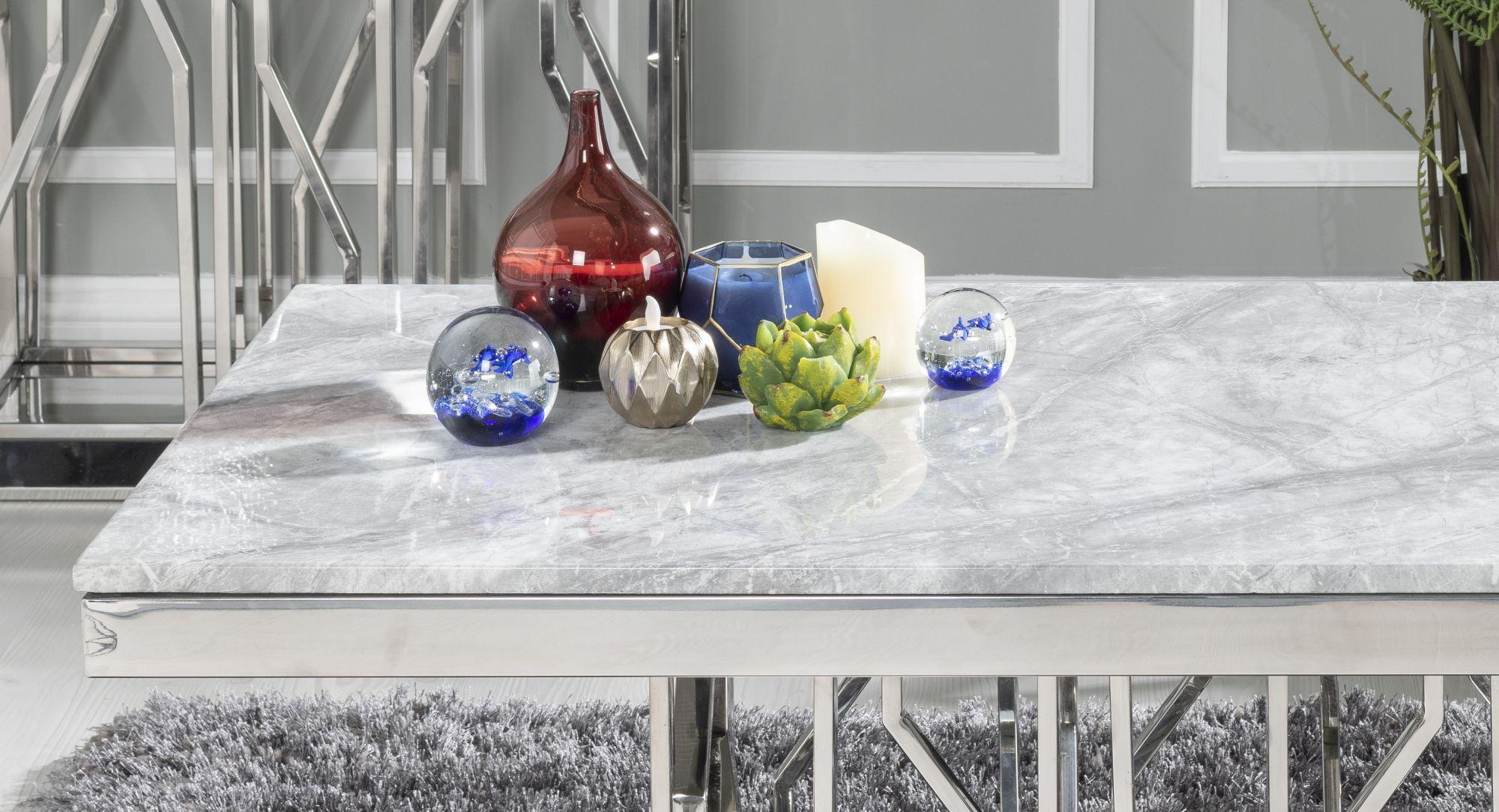 Product photograph of Vortex Grey Marble And Chrome Coffee Table from Choice Furniture Superstore.