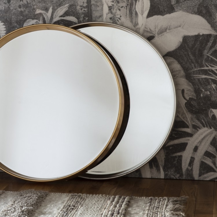 Product photograph of Harvey Silver Round Mirror - 95cm X 95cm from Choice Furniture Superstore.