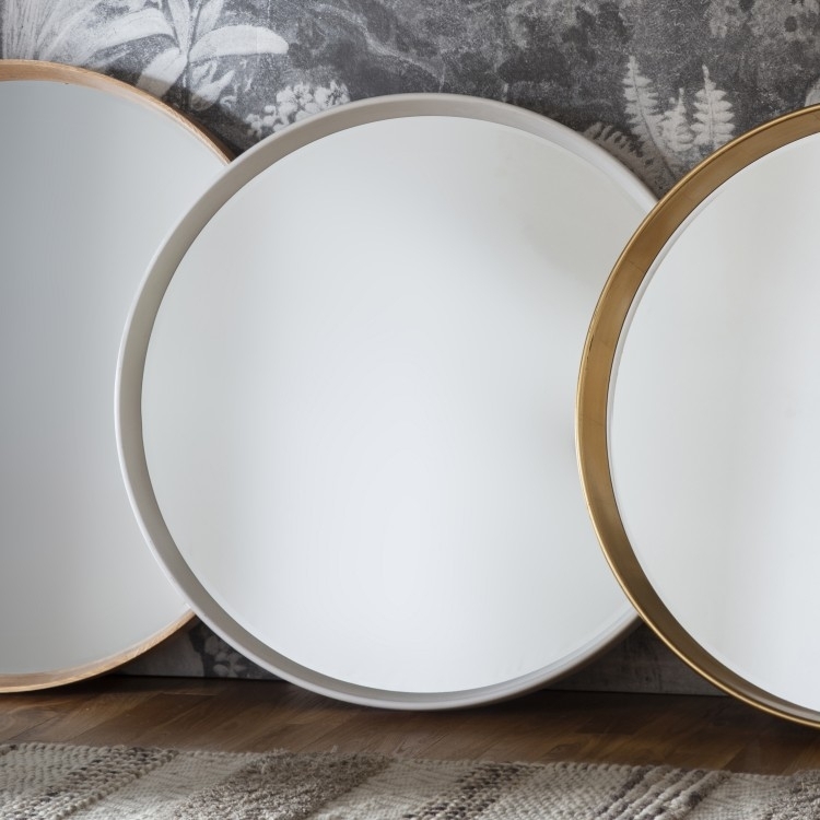 Product photograph of Harvey White Round Mirror - 95cm X 95cm from Choice Furniture Superstore.