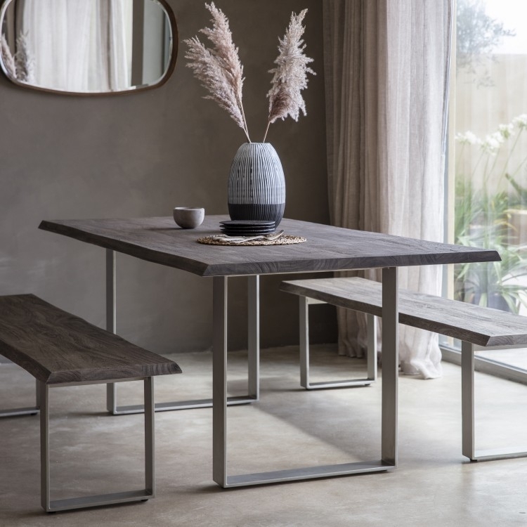 Product photograph of Pembroke Grey Acacia Wood And Metal Dining Table - 8 Seater from Choice Furniture Superstore.