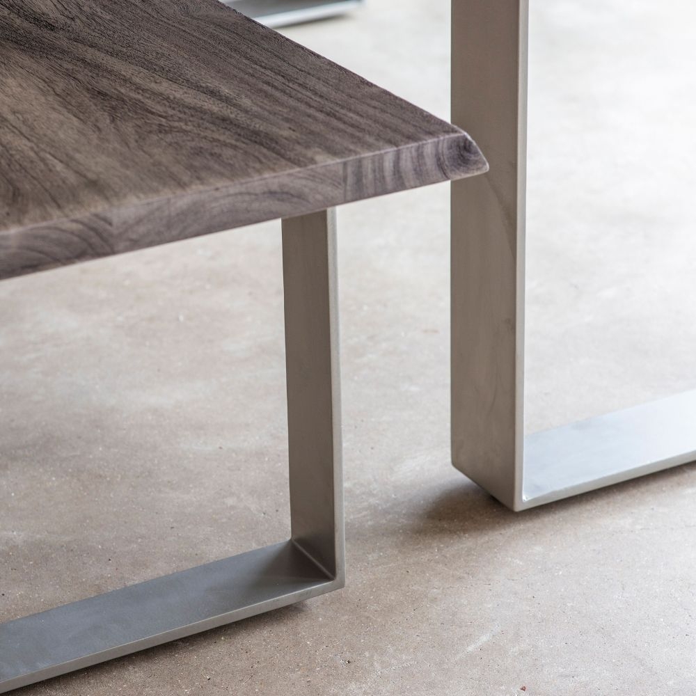 Product photograph of Pembroke Grey Acacia Wood And Metal Dining Bench from Choice Furniture Superstore.