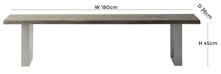 Product photograph of Huntington Grey Acacia Wood And Metal Dining Bench from Choice Furniture Superstore.