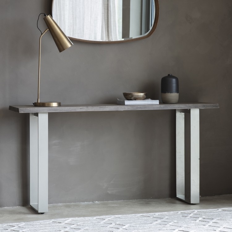 Product photograph of Huntington Grey Acacia Wood And Metal Console Table from Choice Furniture Superstore.