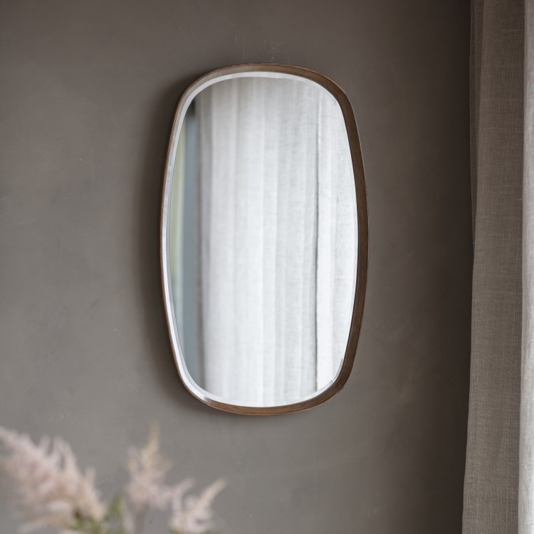 Product photograph of Keaton Walnut Mirror - 90cm X 55cm from Choice Furniture Superstore.