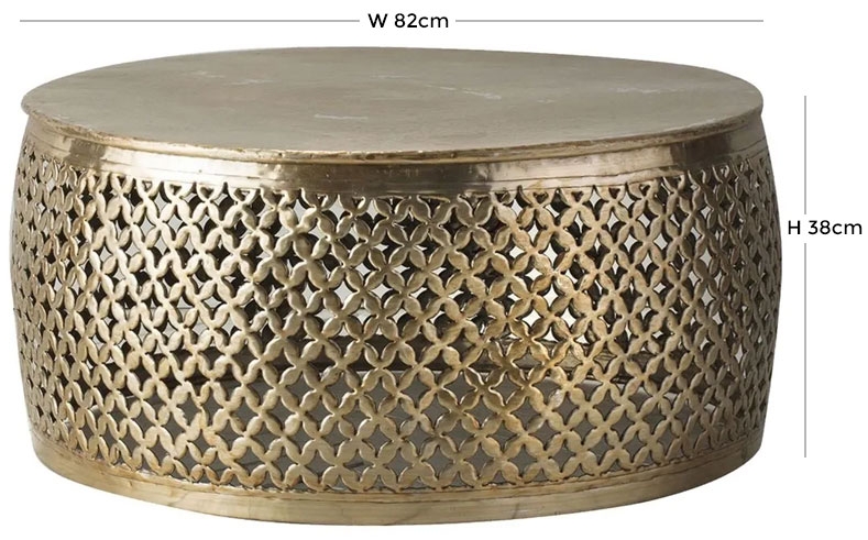 Product photograph of Khalasar Gold Metal Round Coffee Table from Choice Furniture Superstore.