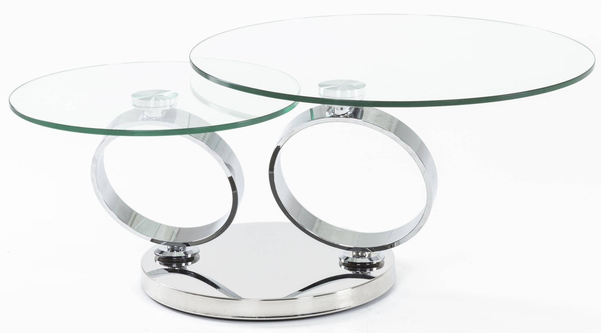 Product photograph of Circles Swivel Glass Top Round Coffee Table from Choice Furniture Superstore.