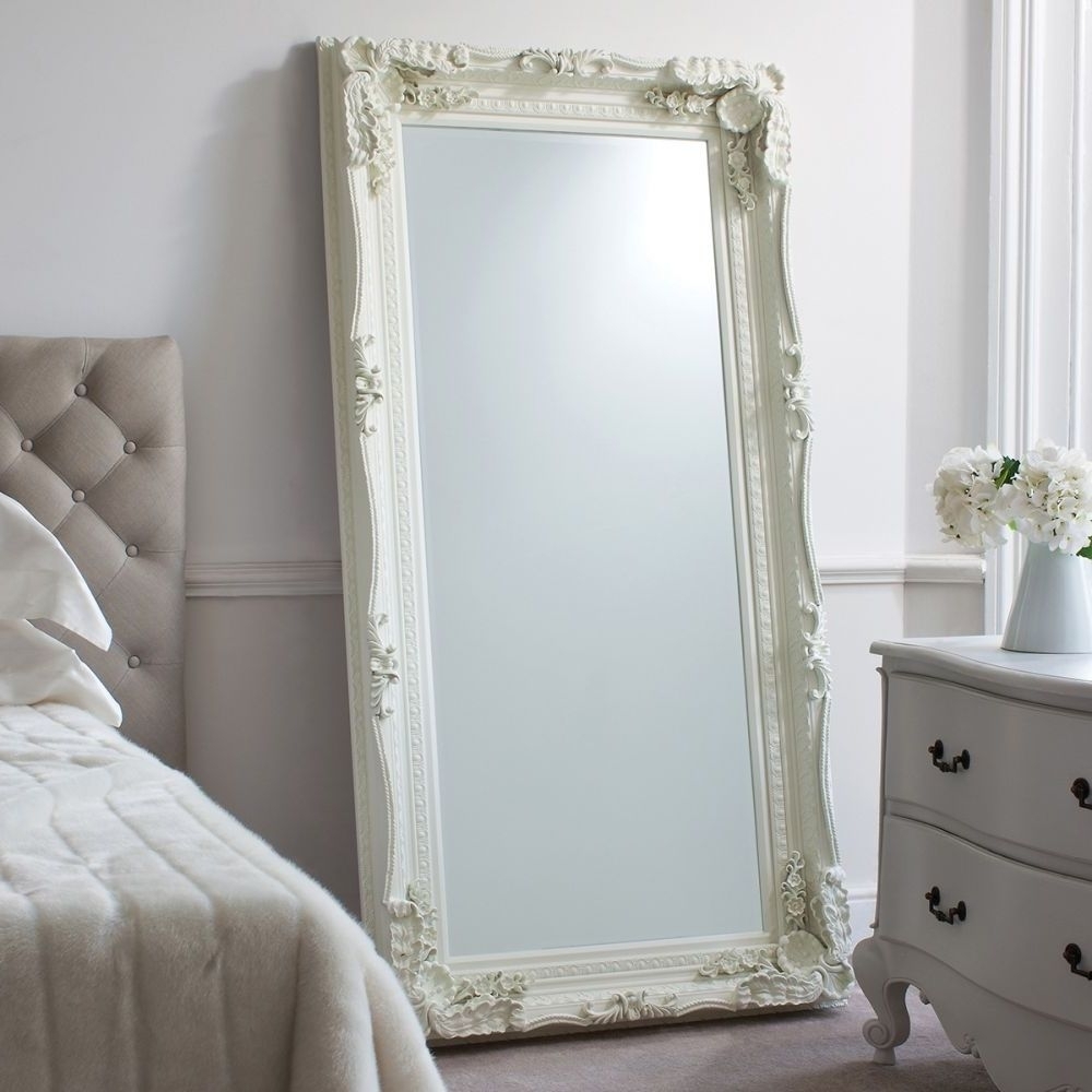 Product photograph of Carved Louis Cream Leaner Rectangular Mirror - 89 5cm X 175 5cm from Choice Furniture Superstore.
