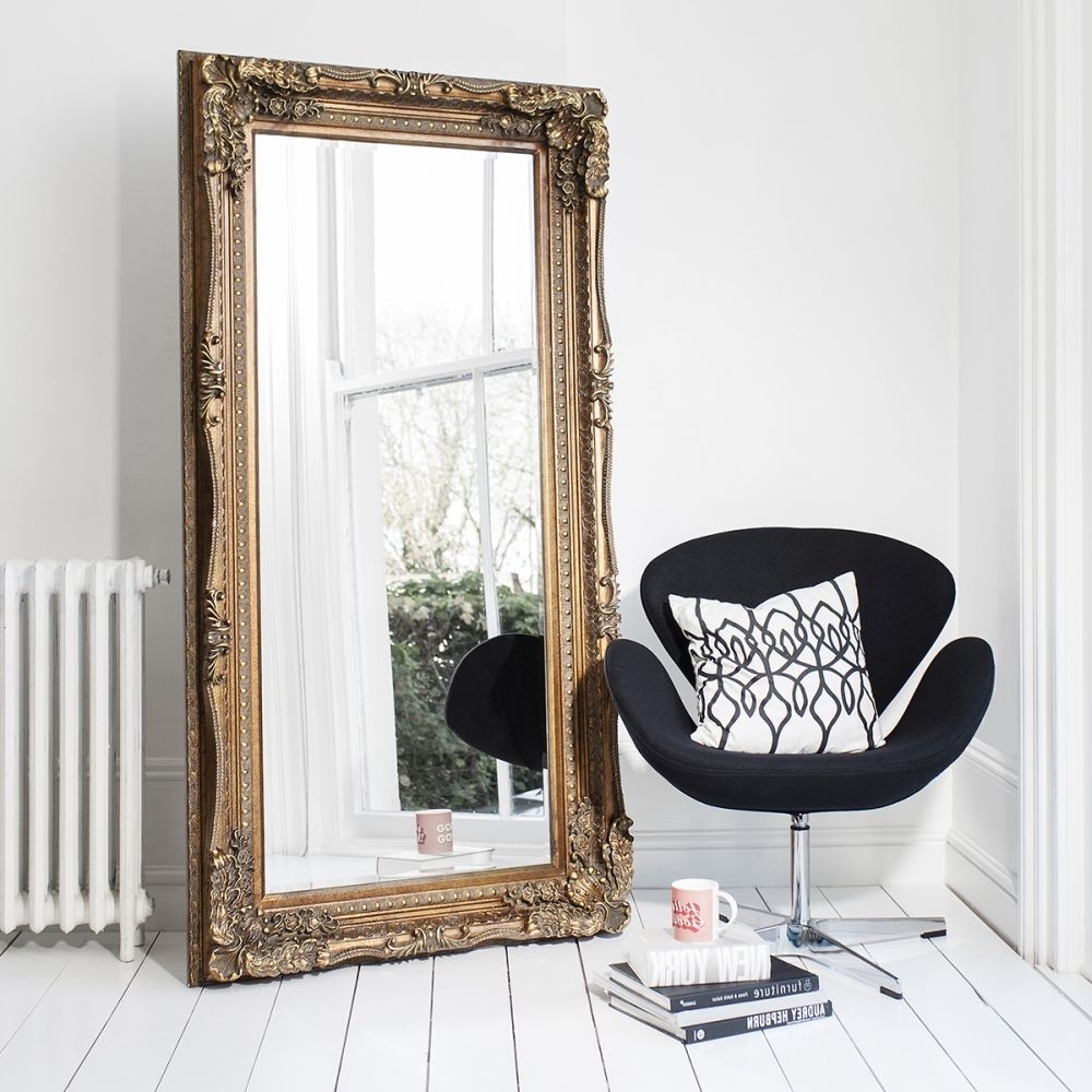 Product photograph of Carved Louis Gold Leaner Rectangular Mirror - 89 5cm X 175 5cm from Choice Furniture Superstore.