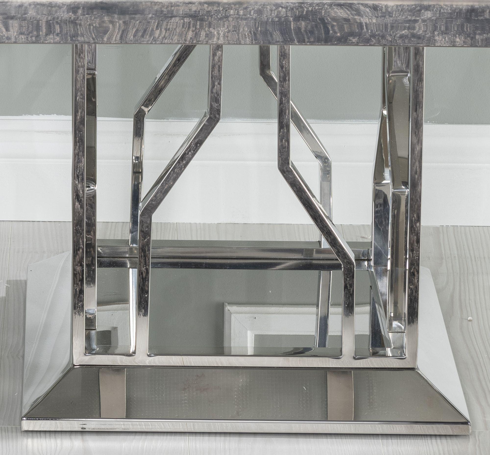 Product photograph of Vortex Grey Marble And Chrome Side Table from Choice Furniture Superstore.