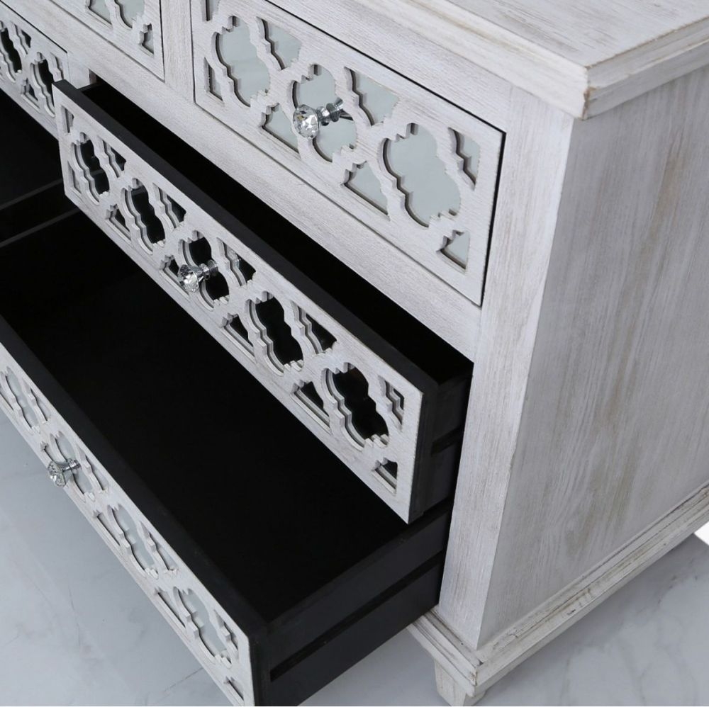 Product photograph of Hampton Beach Mirrored 7 Drawer Chest from Choice Furniture Superstore.