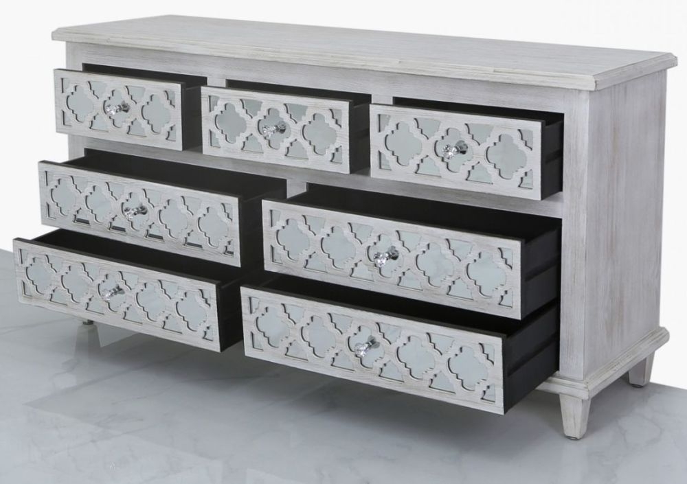 Product photograph of Hampton Beach Mirrored 7 Drawer Chest from Choice Furniture Superstore.