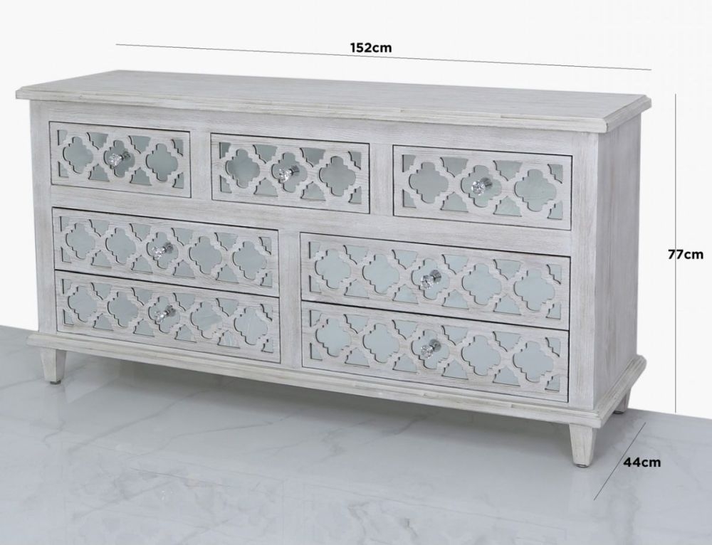 Product photograph of Hampton Beach Mirrored 7 Drawer Chest from Choice Furniture Superstore.