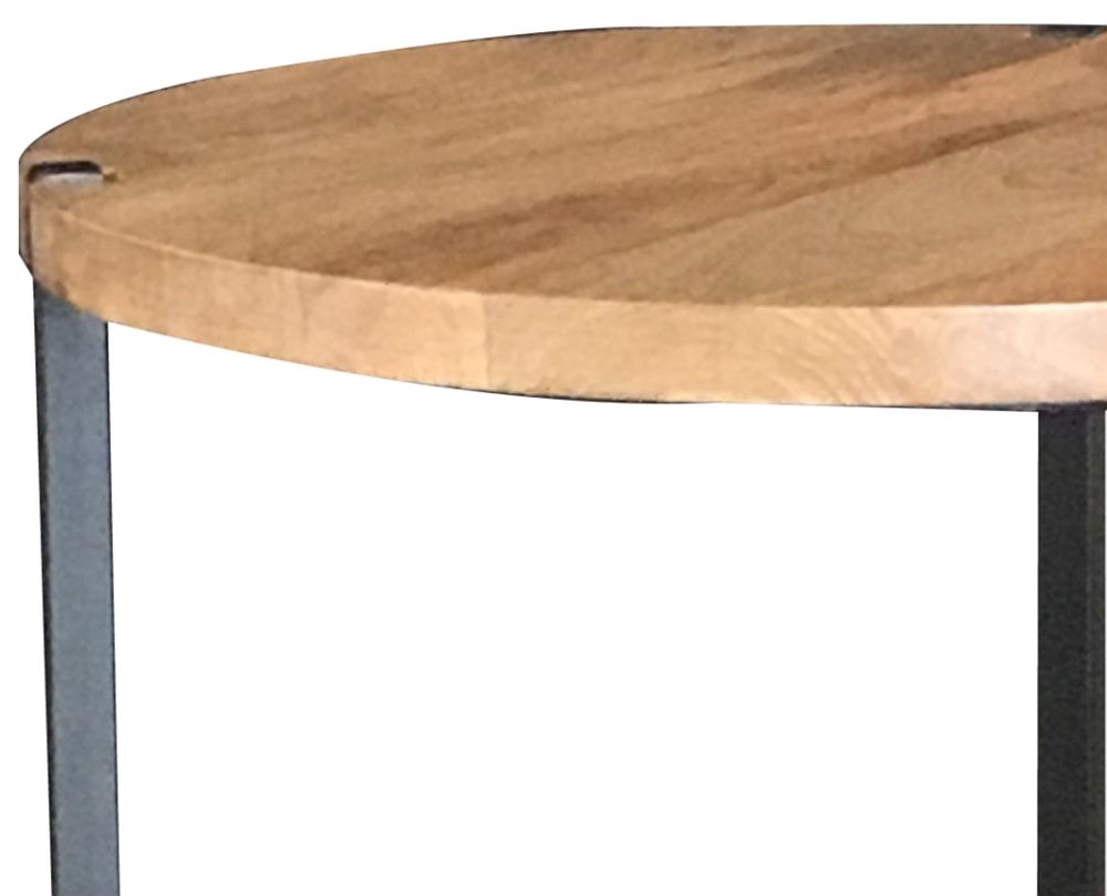 Product photograph of Jaipur Ravi Light Mango Wood And Iron Round Side Table - Rav-1224 from Choice Furniture Superstore.