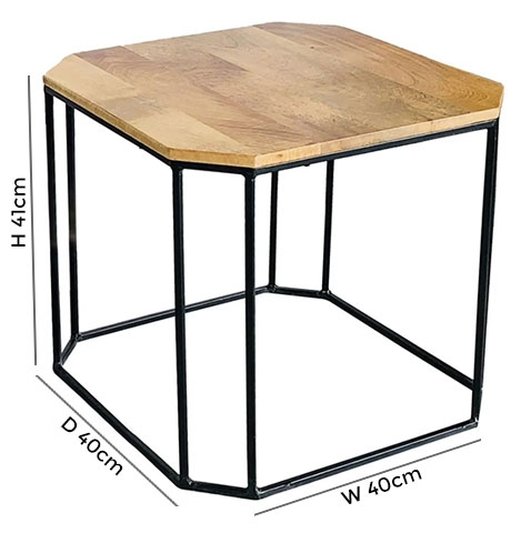 Hampi Mango Wood and Iron Small Side Table - RAV-1242