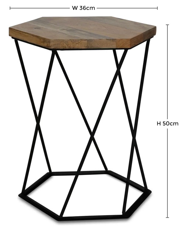 Product photograph of Ravi Mango Wood Hexagnol Accent Table from Choice Furniture Superstore.