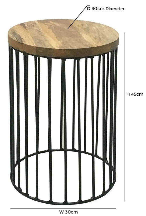 Product photograph of Jaipur Ravi Round End Table - Mango Wood And Iron from Choice Furniture Superstore.