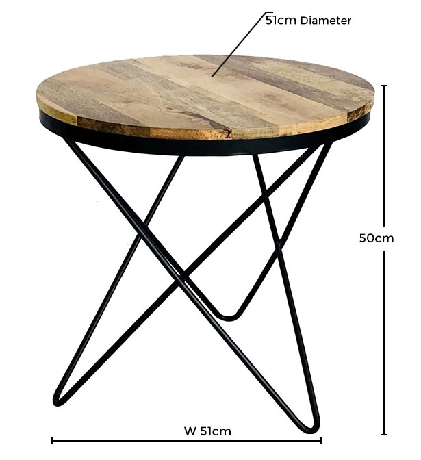 Product photograph of Hampi Star Leg Round Side Table - Mango Wood And Iron from Choice Furniture Superstore.