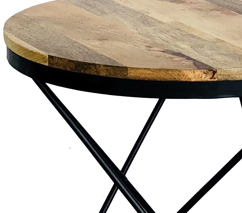 Product photograph of Hampi Star Leg Round Side Table - Mango Wood And Iron from Choice Furniture Superstore.
