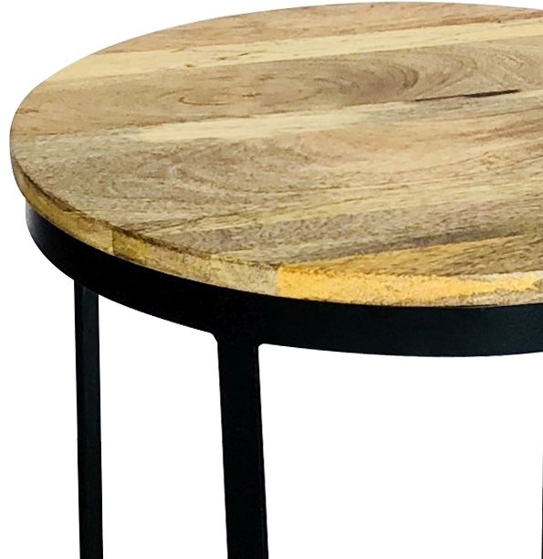 Product photograph of Hampi Small Round Stool - Mango Wood And Iron from Choice Furniture Superstore.