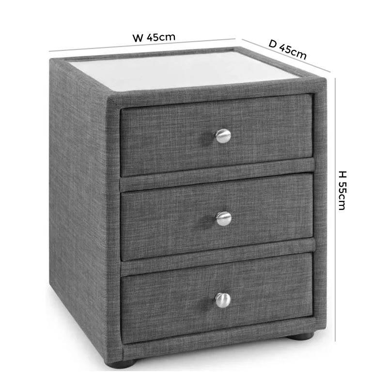 Product photograph of Sorrento Grey 3 Drawer Bedside Cabinet from Choice Furniture Superstore.
