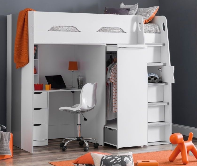 Julian Bowen Pegasus White and Silver High Sleeper Bed CFS Furniture UK