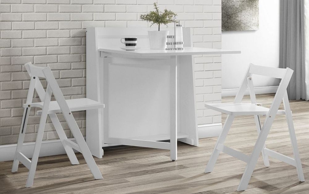 Julian Bowen Helsinki White Dining Table and 2 Folding Chairs CFS