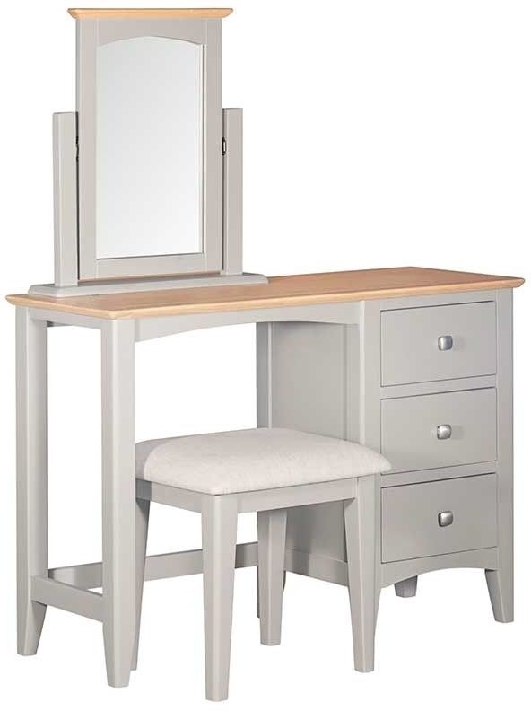 Product photograph of Lowell Grey And Oak Dressing Table - 3 Drawers Single Pedestal from Choice Furniture Superstore.