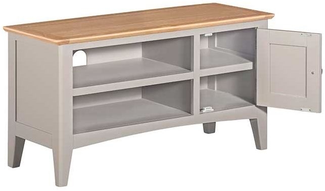 Product photograph of Lowell Grey And Oak Small Tv Unit 90cm W With Storage For Television Upto 32in Plasma from Choice Furniture Superstore.