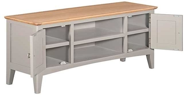 Product photograph of Lowell Grey And Oak Large Tv Unit 120cm W With Storage For Television Upto 43in Plasma from Choice Furniture Superstore.