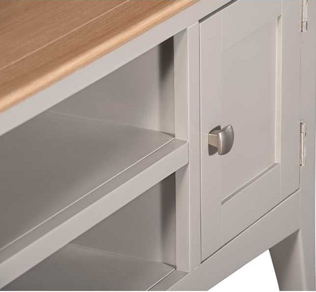 Product photograph of Lowell Grey And Oak Large Tv Unit 120cm W With Storage For Television Upto 43in Plasma from Choice Furniture Superstore.