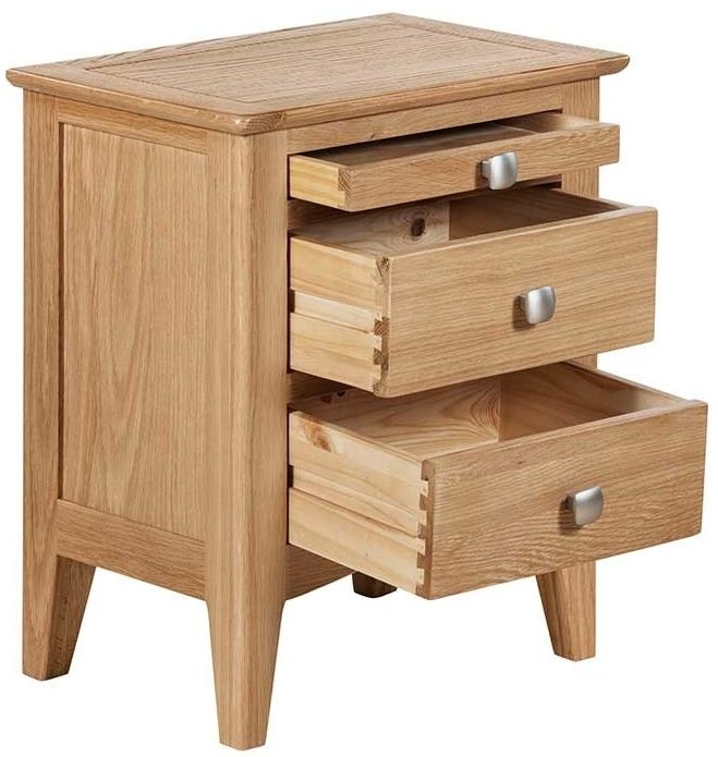 Product photograph of Lowell Natural Oak Bedside Cabinet 2 Drawers With Pull Out Tray from Choice Furniture Superstore.