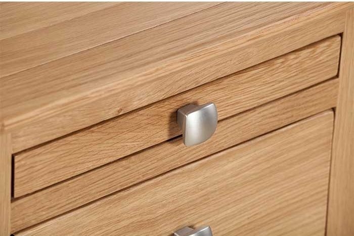 Product photograph of Lowell Natural Oak Bedside Cabinet 2 Drawers With Pull Out Tray from Choice Furniture Superstore.