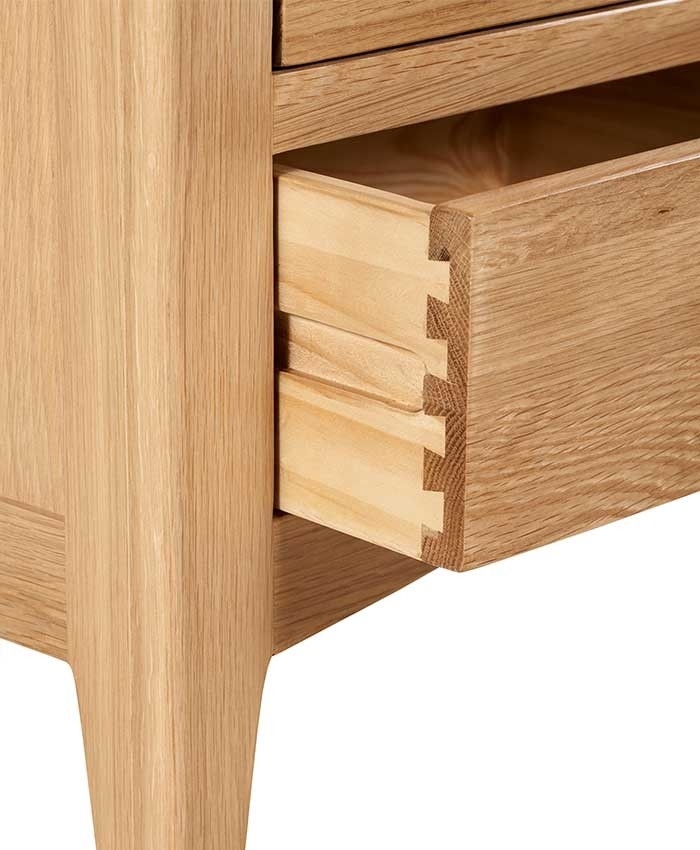 Product photograph of Lowell Natural Oak Bedside Cabinet 2 Drawers With Pull Out Tray from Choice Furniture Superstore.