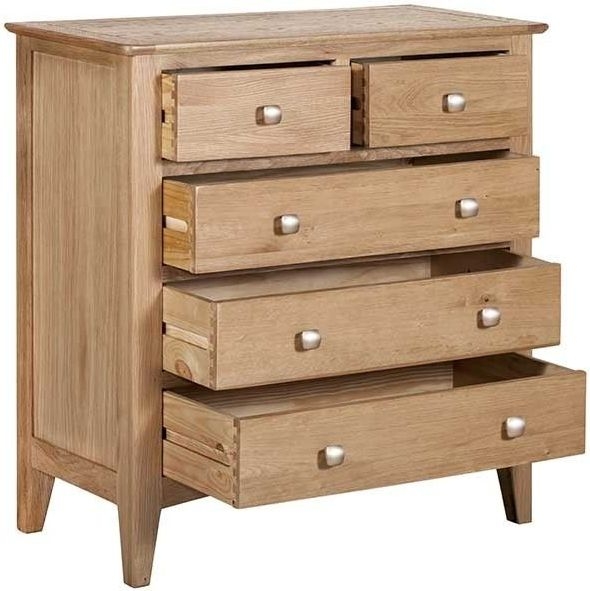 Product photograph of Lowell Natural Oak Chest 2 3 Drawers from Choice Furniture Superstore.