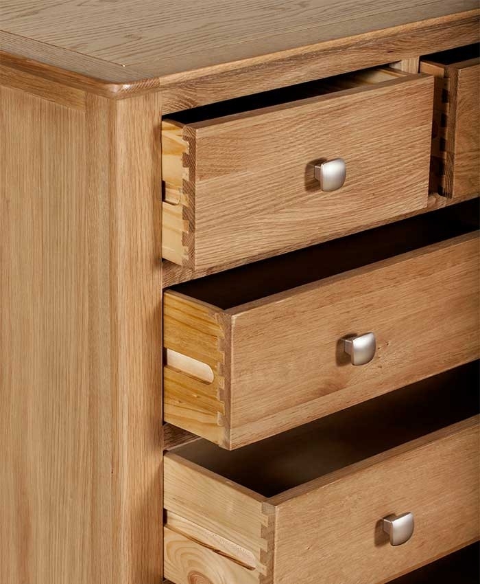 Product photograph of Lowell Natural Oak Chest 2 3 Drawers from Choice Furniture Superstore.