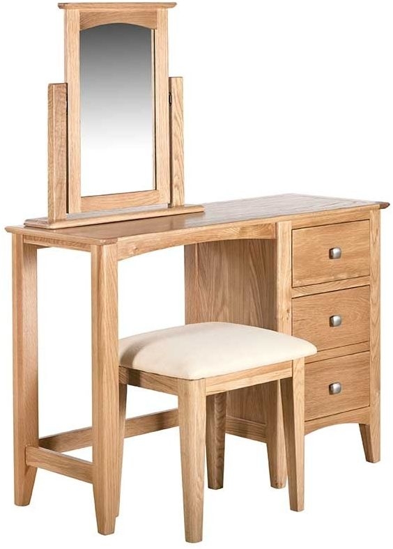 Product photograph of Lowell Natural Oak Dressing Table - 3 Drawers Single Pedestal from Choice Furniture Superstore.