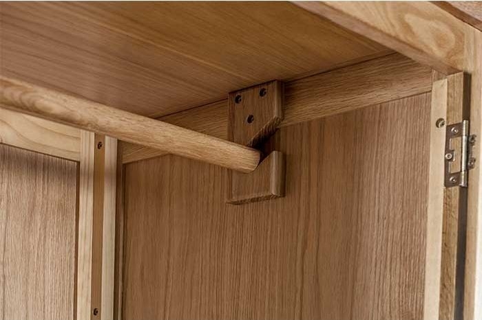 Product photograph of Lowell Natural Oak Double Wardrobe 2 Doors With 1 Bottom Storage Drawer from Choice Furniture Superstore.