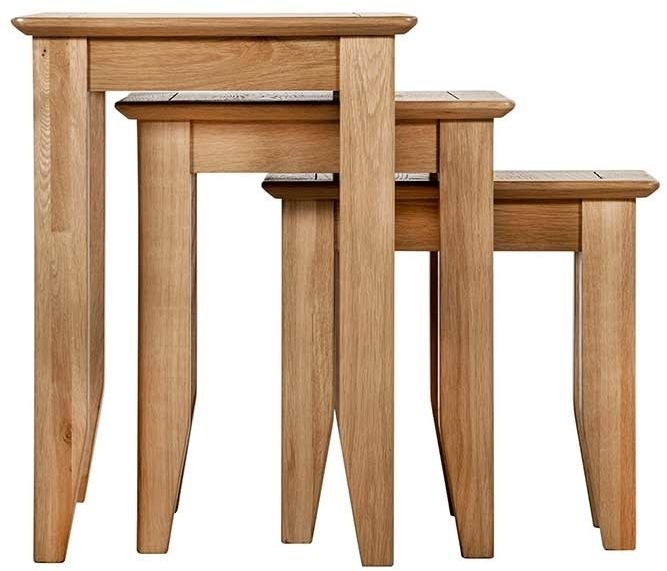Product photograph of Lowell Natural Oak Nest Of Tables Set Of 3 from Choice Furniture Superstore.