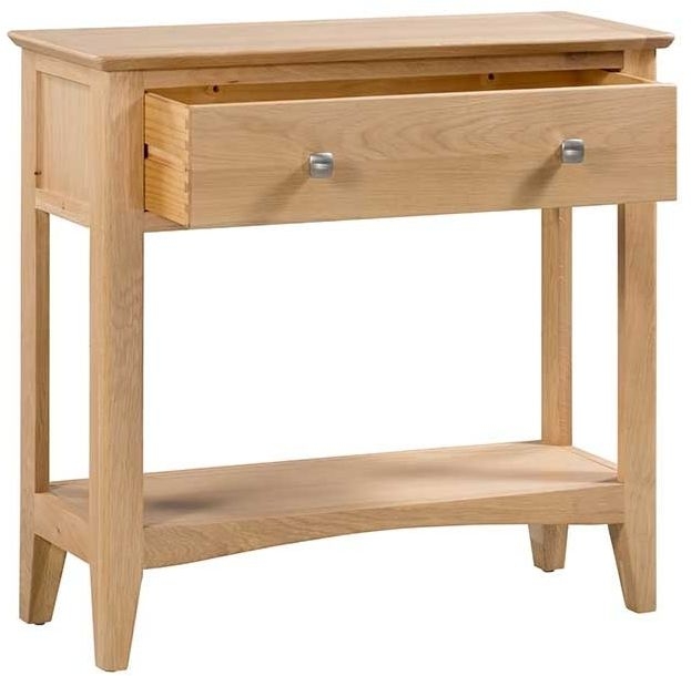 Product photograph of Lowell Natural Oak Console Table With 1 Drawer from Choice Furniture Superstore.