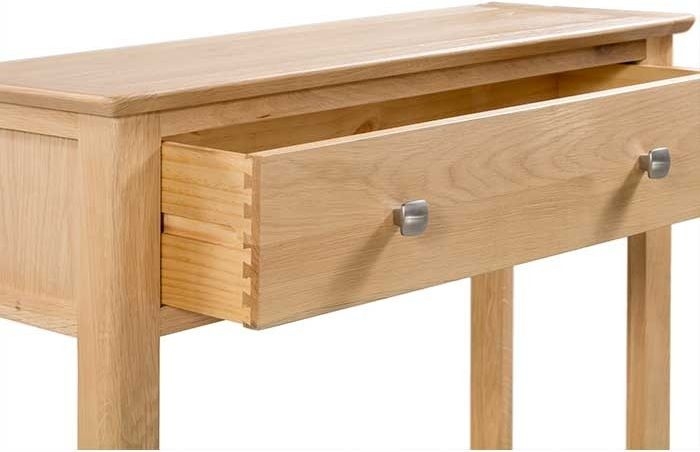 Product photograph of Lowell Natural Oak Console Table With 1 Drawer from Choice Furniture Superstore.