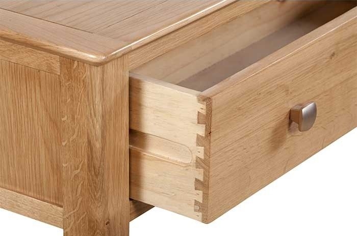 Product photograph of Lowell Natural Oak Console Table With 1 Drawer from Choice Furniture Superstore.