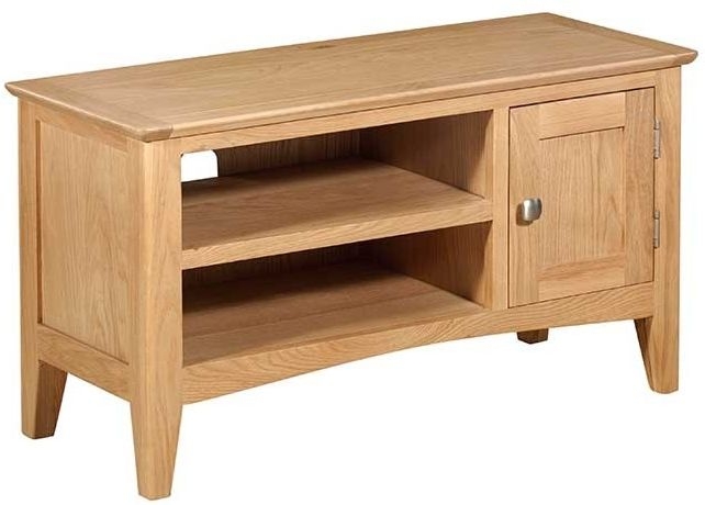 Product photograph of Lowell Natural Oak Small Tv Unit 90cm W With Storage For Television Upto 32in Plasma from Choice Furniture Superstore.