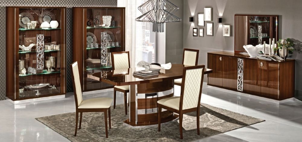 Product photograph of Camel Roma Day Walnut Italian Butterfly Extending Dining Table And 6 Rombi Eco Leather Chairs from Choice Furniture Superstore.