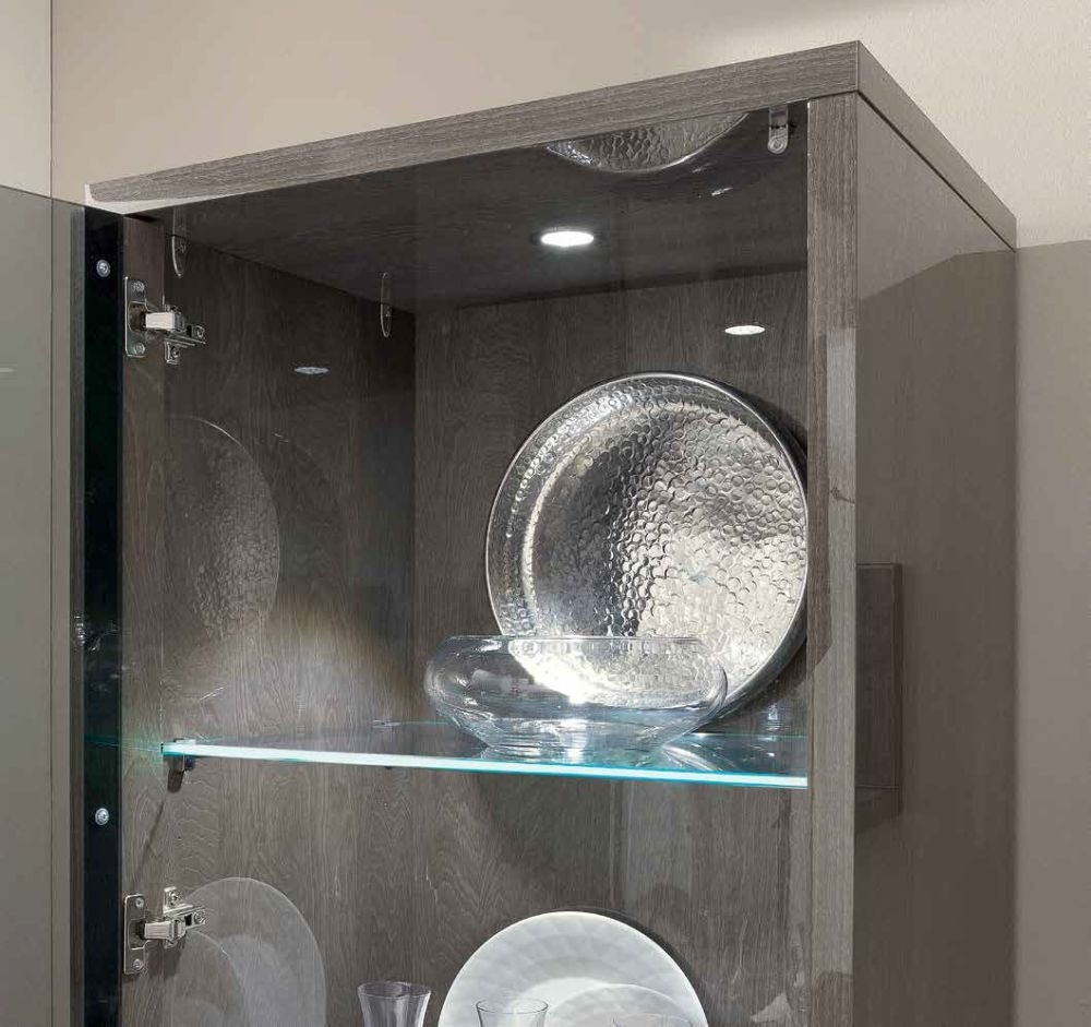Product photograph of Camel Platinum Day Silver Birch Italian 1 Left Door Glass Cabinet from Choice Furniture Superstore.