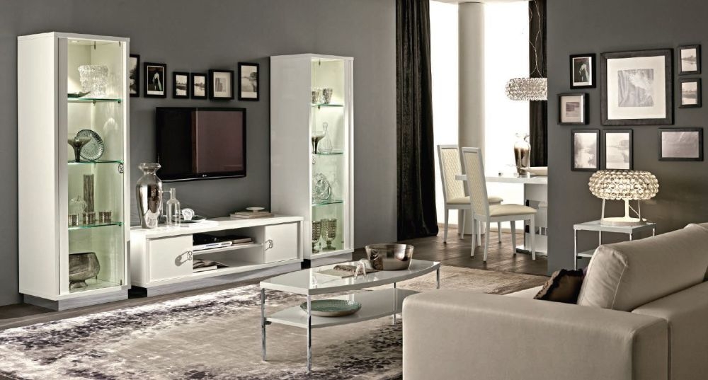 Product photograph of Camel Roma Day White Glamuor Italian 1 Right Door Glass Cabinet from Choice Furniture Superstore.
