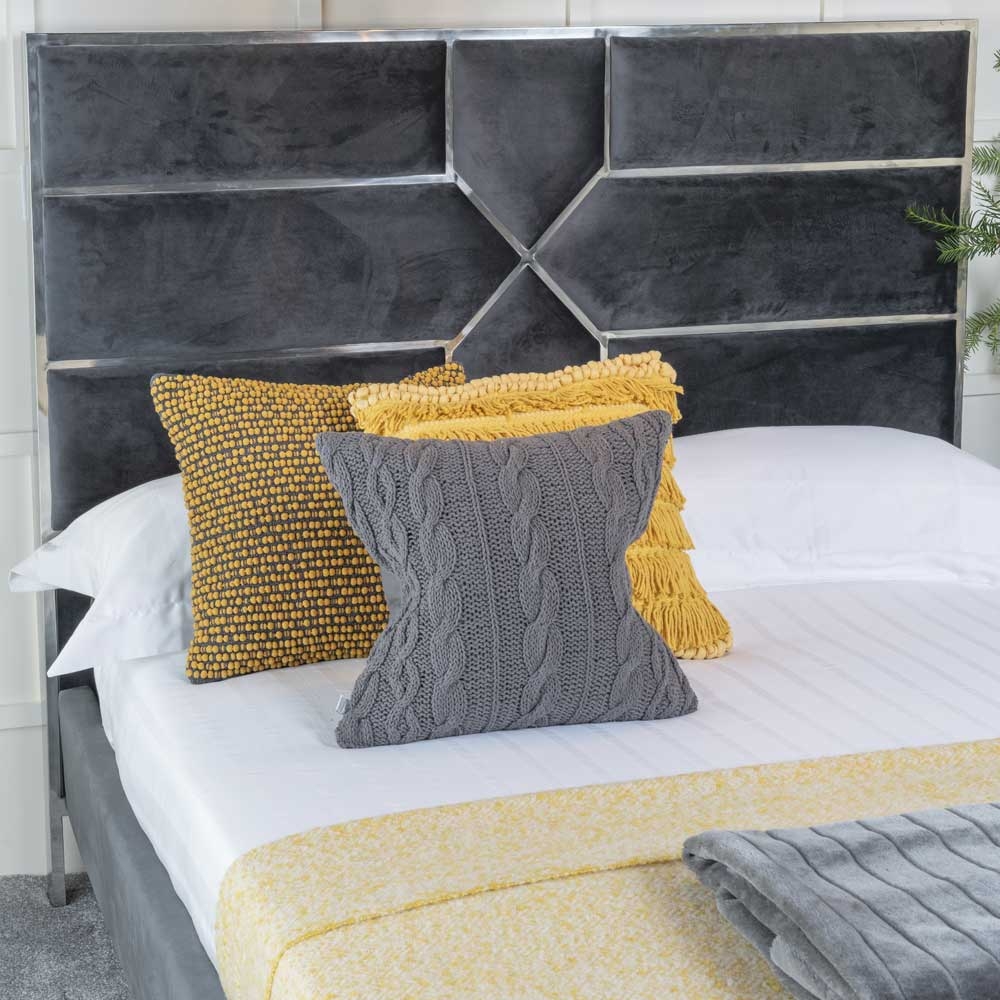Product photograph of Monza Charcoal Grey Velvet Fabric 5ft King Size Bed from Choice Furniture Superstore.
