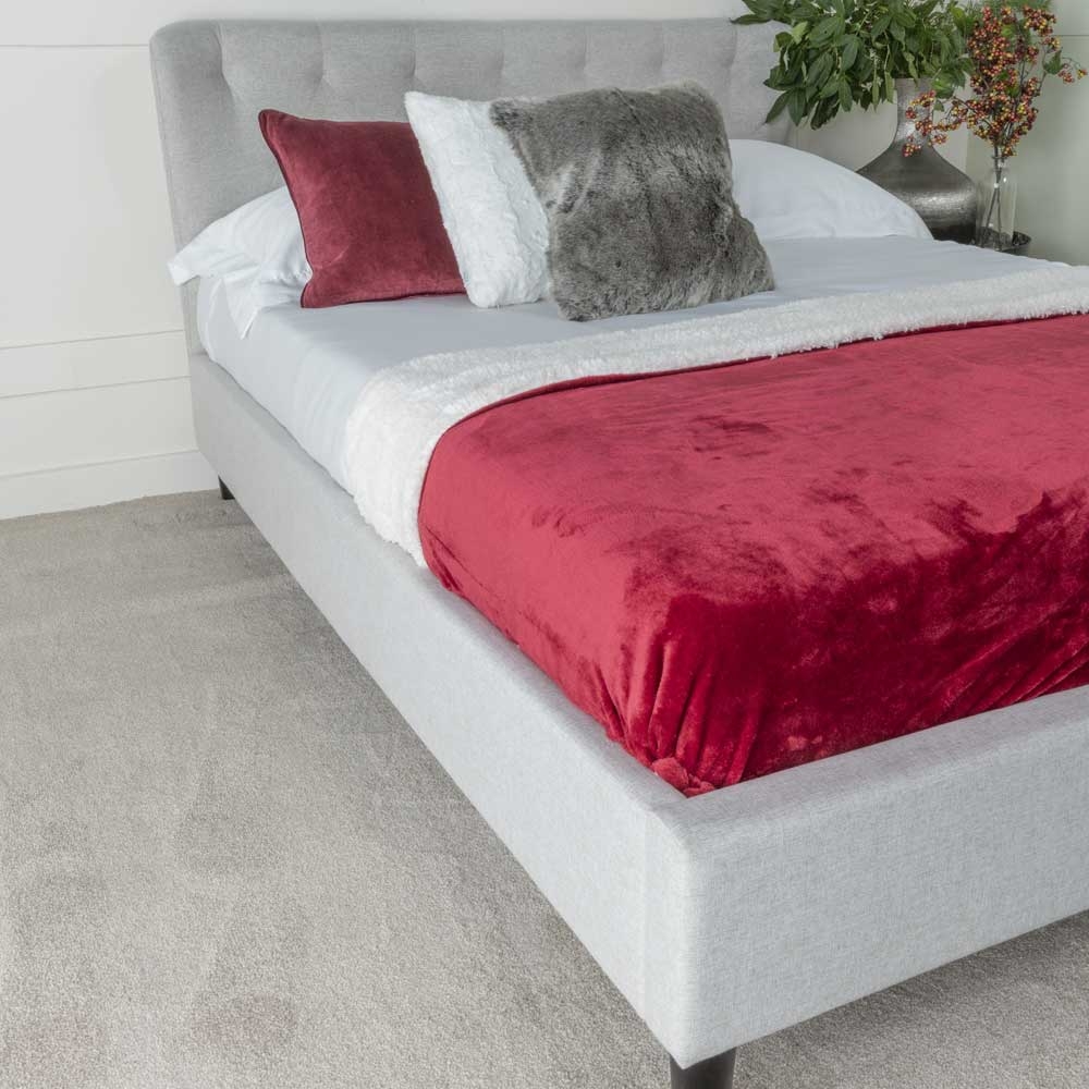 Product photograph of Masie Light Grey Velvet Fabric Upholstered 5ft King Size Bed from Choice Furniture Superstore.