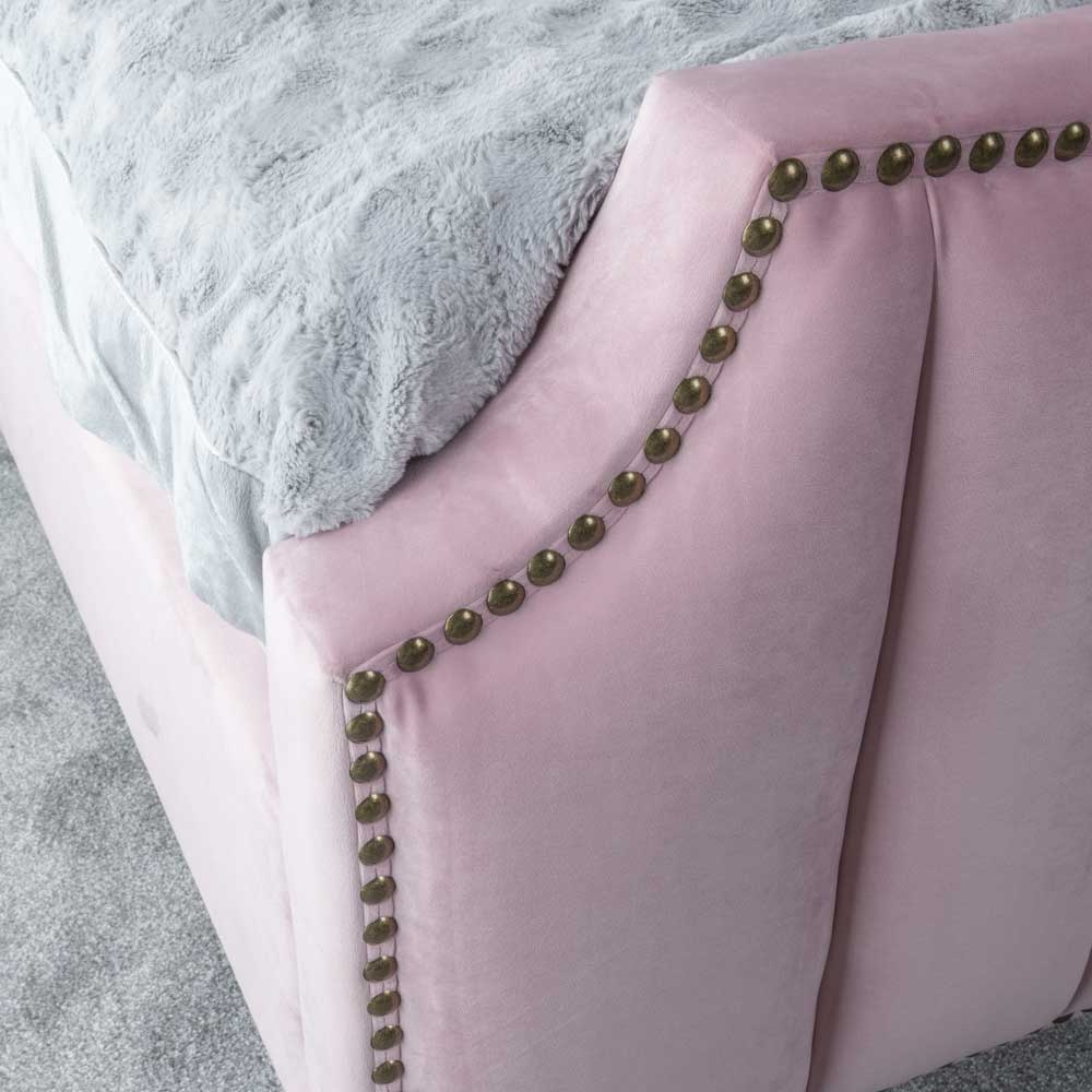Product photograph of Art Deco Blush Pink Velvet Fabric Upholstered 5ft King Size Bed from Choice Furniture Superstore.